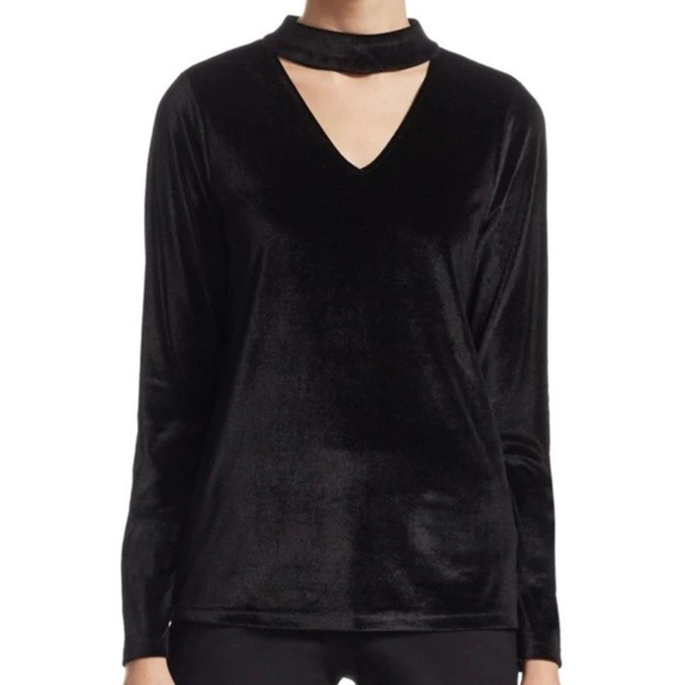 Scripted Black Velvet Choker Top- S